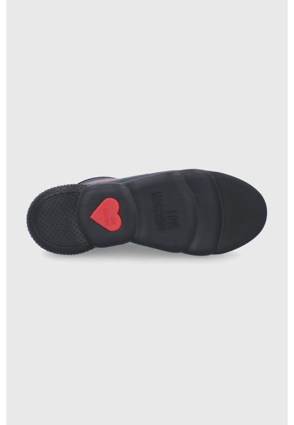 Love Moschino - Botki skórzane. Nosek buta: okrągły. Zapięcie: sznurówki. Kolor: czarny. Materiał: skóra. Obcas: na platformie