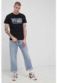 Jack & Jones T-shirt bawełniany x Wham! kolor czarny z nadrukiem. Okazja: na co dzień. Kolor: czarny. Materiał: bawełna. Wzór: nadruk. Styl: casual