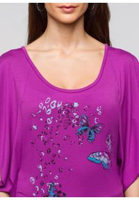 Shirt z rękawami kimonowymi bonprix piwonia z nadrukiem. Kolor: fioletowy. Wzór: nadruk #3