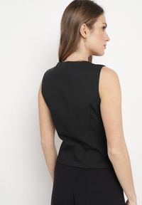 Born2be - Czarna Kamizelka Garniturowa z Guzikami Rrea. Kolor: czarny. Styl: klasyczny