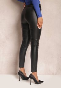 Renee - Czarne Spodnie z Imitacji Skóry Iveinviy. Stan: podwyższony. Kolor: czarny. Materiał: skóra. Długość: długie. Wzór: jednolity, gładki