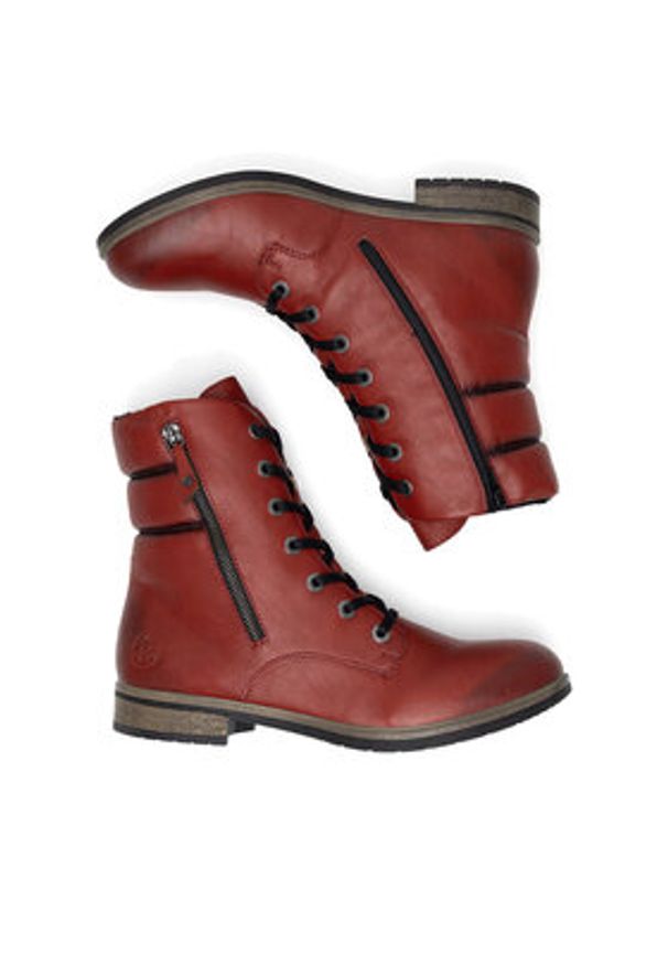 Rieker Botki 72212-35 Czerwony. Kolor: czerwony. Materiał: materiał