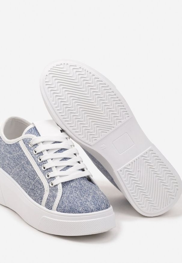 Born2be - Niebieskie Sneakersy na Grubej Podeszwie ze Sznurowaniem Dimetta. Okazja: na co dzień. Zapięcie: sznurówki. Kolor: niebieski