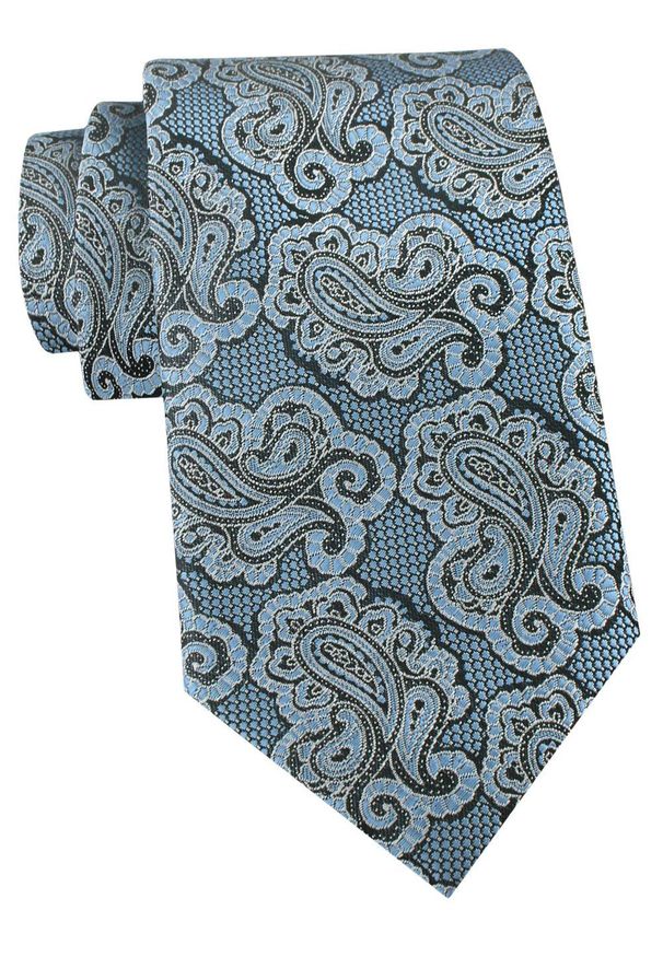Krawat Męski - Angelo di Monti - Niebieski z Dużym Wzorem. Kolor: niebieski. Materiał: tkanina. Styl: elegancki, wizytowy