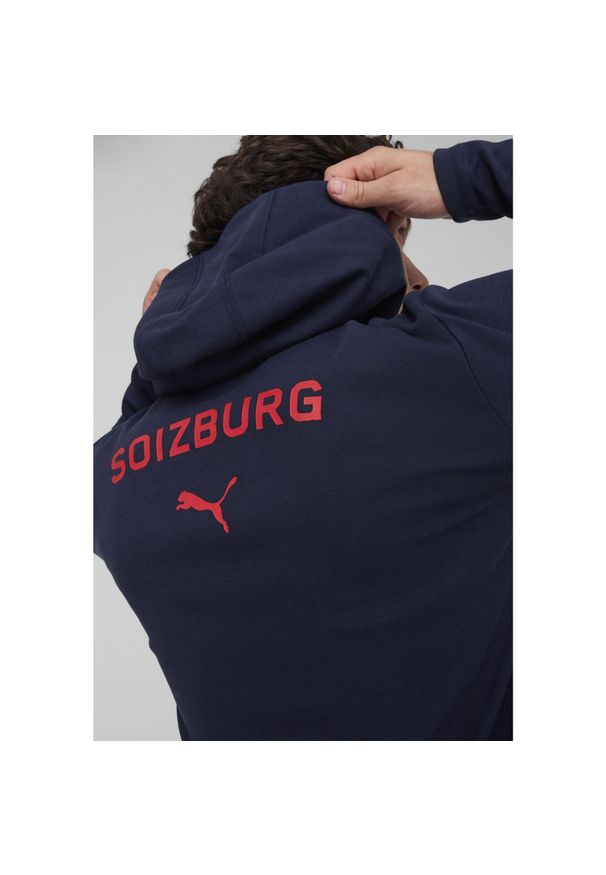 Puma - Męska kurtka z kapturem Casuals FC Red Bull Salzburg PUMA Navy Red Blue. Typ kołnierza: kaptur. Kolor: czerwony, wielokolorowy, niebieski