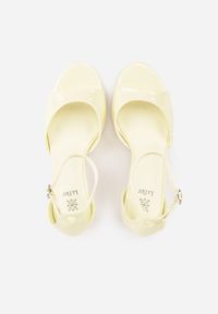 Renee - Żółte Eleganckie Sandały na Szpilce z Paskiem z Klamerką Berose. Zapięcie: pasek. Kolor: żółty. Obcas: na szpilce. Styl: elegancki. Wysokość obcasa: średni #9