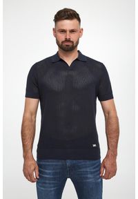 Karl Lagerfeld - Polo męskie z dzianiny ażurowej KARL LAGERFELD. Typ kołnierza: polo. Materiał: dzianina. Wzór: ażurowy #4