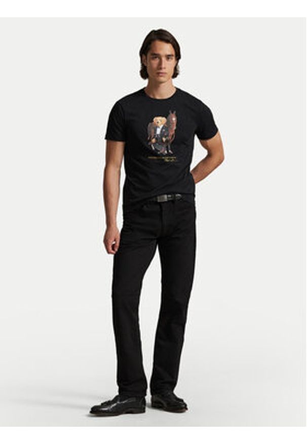 Polo Ralph Lauren T-Shirt 710P08093002 Czarny Custom Slim Fit. Typ kołnierza: polo. Kolor: czarny. Materiał: bawełna
