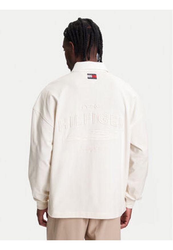 TOMMY HILFIGER - Tommy Hilfiger Bluza F1 Movie Rugby MW0MW41388 Beżowy Regular Fit. Kolor: beżowy. Materiał: bawełna