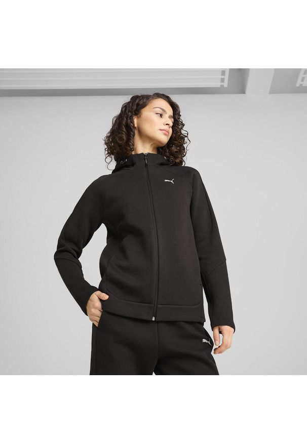 Puma - Damska rozpinana bluza z kapturem EVOSTRIPE PUMA Black. Typ kołnierza: kaptur. Kolor: czarny. Sport: bieganie