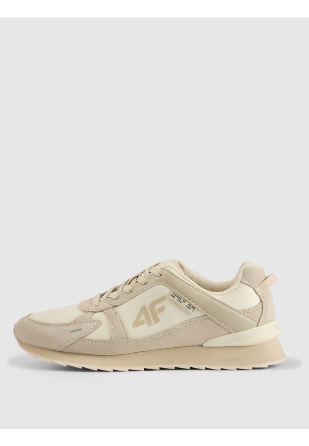 4f - 4F Sneakersy 4CITY z elementami zamszowymi damskie - beżowe 41. Okazja: na co dzień, na spacer. Kolor: beżowy. Materiał: zamsz. Sport: turystyka piesza