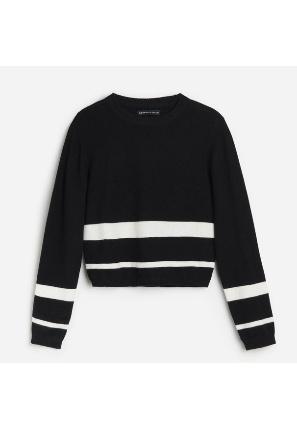 Reserved - Sweter w paski - Czarny. Kolor: czarny. Wzór: paski