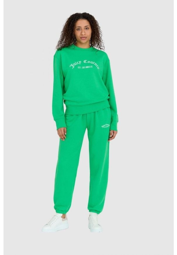 Juicy Couture - JUICY COUTURE Zielona bluza damska saoirse recycled z haftowanym logo, Rozmiar S. Kolor: zielony. Wzór: haft