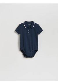 Reserved - Bawełniane body polo - granatowy. Kolor: niebieski. Materiał: bawełna #1