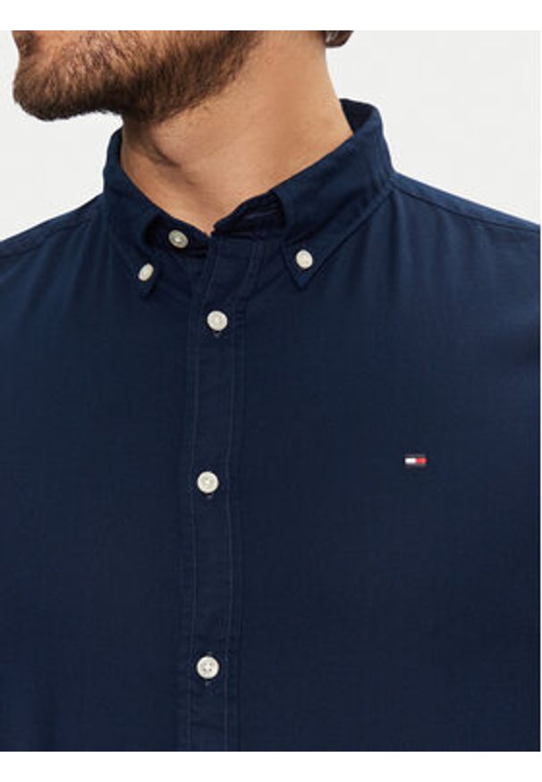 TOMMY HILFIGER - Tommy Hilfiger Koszula Flex Dobby MW0MW37578 Granatowy Slim Fit. Kolor: niebieski. Materiał: bawełna