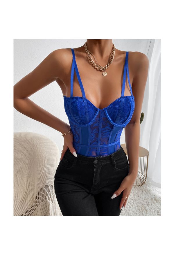 Intica - Body z haftem na romantyczne wieczory Tabatha. Kolor: brązowy. Materiał: materiał. Wzór: haft