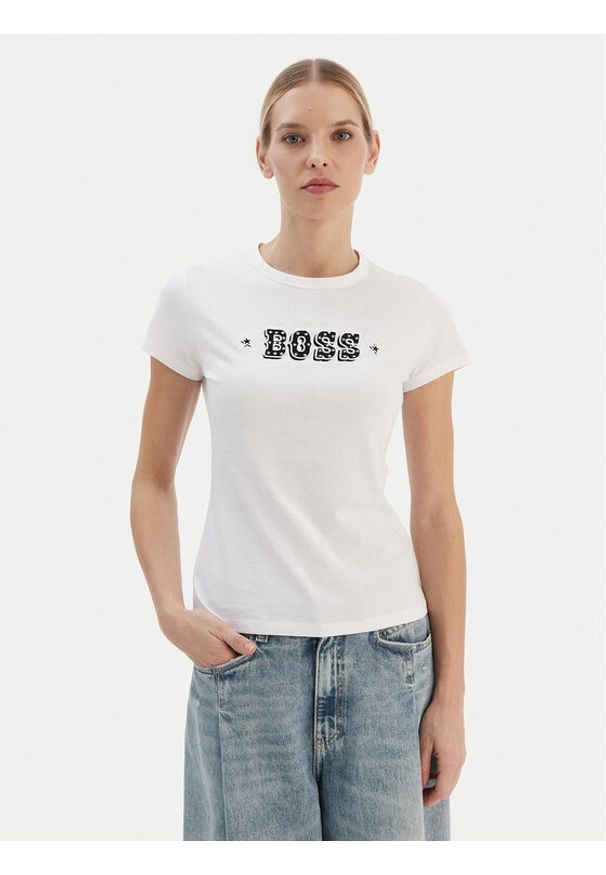 BOSS T-Shirt Endora 50545287 Biały Regular Fit. Kolor: biały. Materiał: bawełna