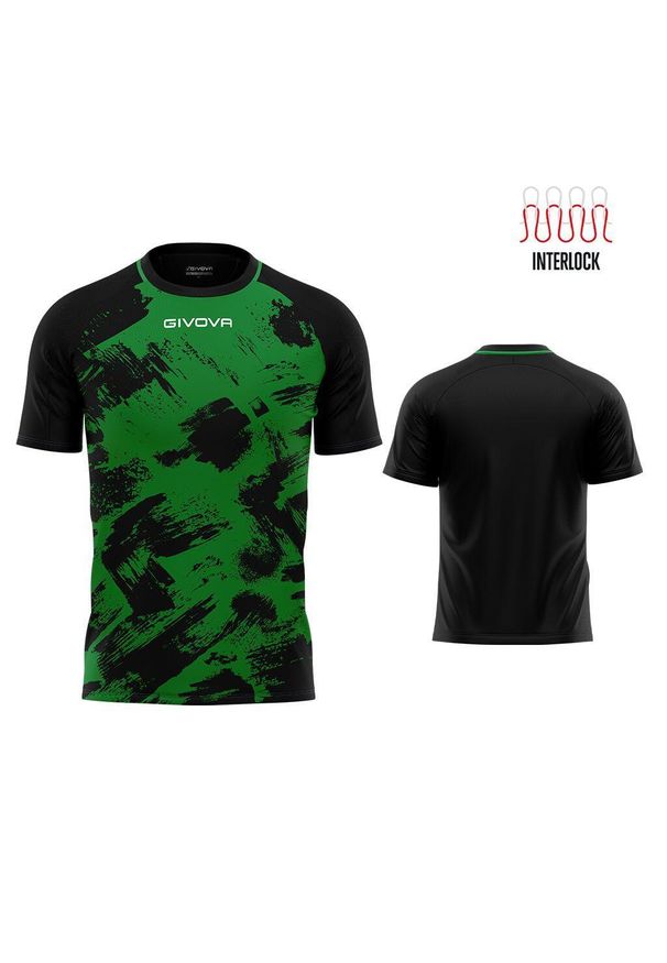 Givova Art Sports T-shirt Interlock Zielono-Czarny 2XS. Kolor: czarny, zielony, wielokolorowy. Materiał: poliester. Wzór: nadruk. Sport: piłka nożna