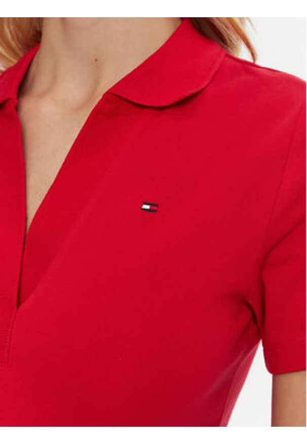 TOMMY HILFIGER - Tommy Hilfiger Sukienka codzienna WW0WW42567 Czerwony Slim Fit. Okazja: na co dzień. Kolor: czerwony. Materiał: bawełna. Typ sukienki: proste. Styl: casual