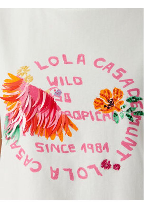LOLA CASADEMUNT T-Shirt LS2615010 Biały Regular Fit. Kolor: biały. Materiał: bawełna