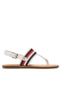 TOMMY HILFIGER - Tommy Hilfiger Sandały Flat Sandal Corporate FW0FW06988 Écru. Materiał: materiał #1