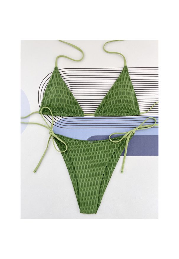 Intica - Bikini z wiązaniem na plażę i basen Folkea. Kolor: zielony. Materiał: materiał
