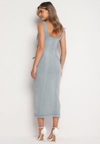 Born2be - Jasnoniebieska Bawełniana Sukienka na Ramiączkach ze Ściągaczami i Wycięciami po Bokach Nestanina. Kolor: niebieski. Materiał: bawełna. Długość rękawa: na ramiączkach. Styl: elegancki #2