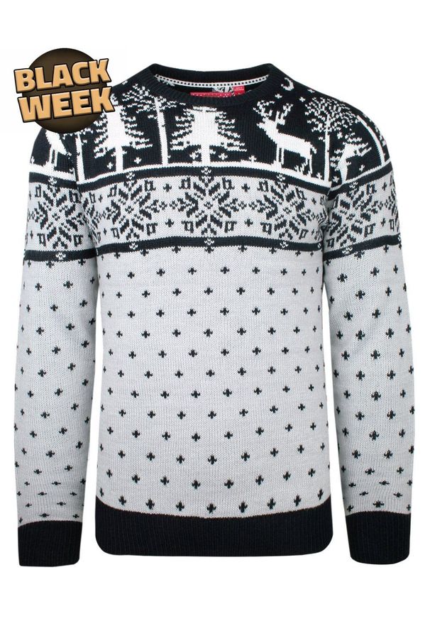 Świąteczny Sweter w Norweski Wzór - Brave Soul. Materiał: akryl. Styl: wizytowy