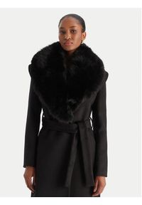 YES LONDON Płaszcz wełniany CD1218ECO Czarny Regular Fit. Kolor: czarny. Materiał: syntetyk #7