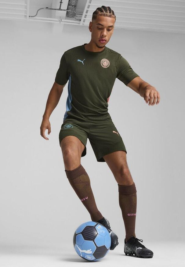Puma - Męska koszulka treningowa Manchester City PUMA Myrtle Bold Blue Green. Kolor: wielokolorowy, niebieski, zielony. Sport: fitness