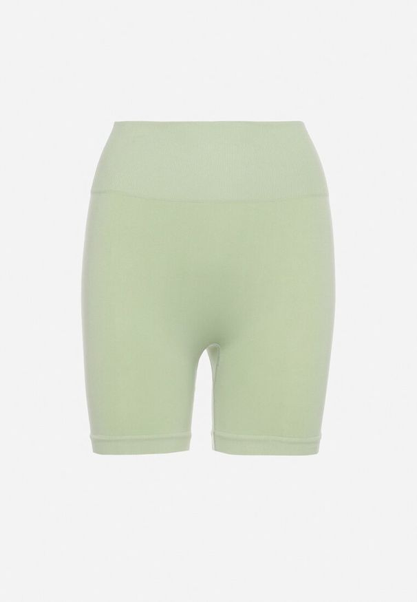 Born2be - Jasnozielone Szorty Push-Up z Gumką w Pasie Idalama. Stan: podwyższony. Kolor: zielony. Materiał: materiał