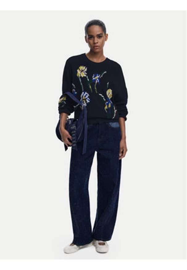 Desigual Sweter Cooper 25WWJF36 Czarny Regular Fit. Kolor: czarny. Materiał: bawełna