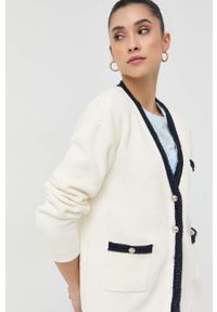 Guess kardigan damski kolor beżowy ciepły. Okazja: na co dzień. Kolor: beżowy. Materiał: dzianina. Styl: casual #2