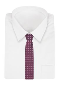 Męski Krawat - Bordo w Grochy - Angelo di Monti. Kolor: czerwony. Materiał: tkanina. Wzór: grochy. Styl: elegancki, wizytowy