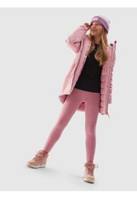 4f - Parka miejska ocieplana membrana 5000 dziewczęca - pudrowy róż. Kolor: różowy. Materiał: futro, polar, poliester #2