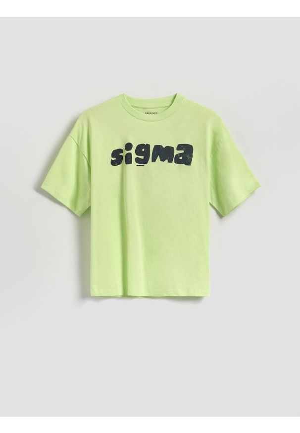 Reserved - Bawełniany t-shirt z nadrukiem - jasnożółty. Kolor: żółty. Materiał: bawełna. Wzór: nadruk