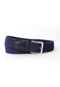 Solier - Elegancki pleciony pasek męski SOLIER SB08 granatowy. Kolor: niebieski. Materiał: materiał. Wzór: kolorowy. Styl: elegancki