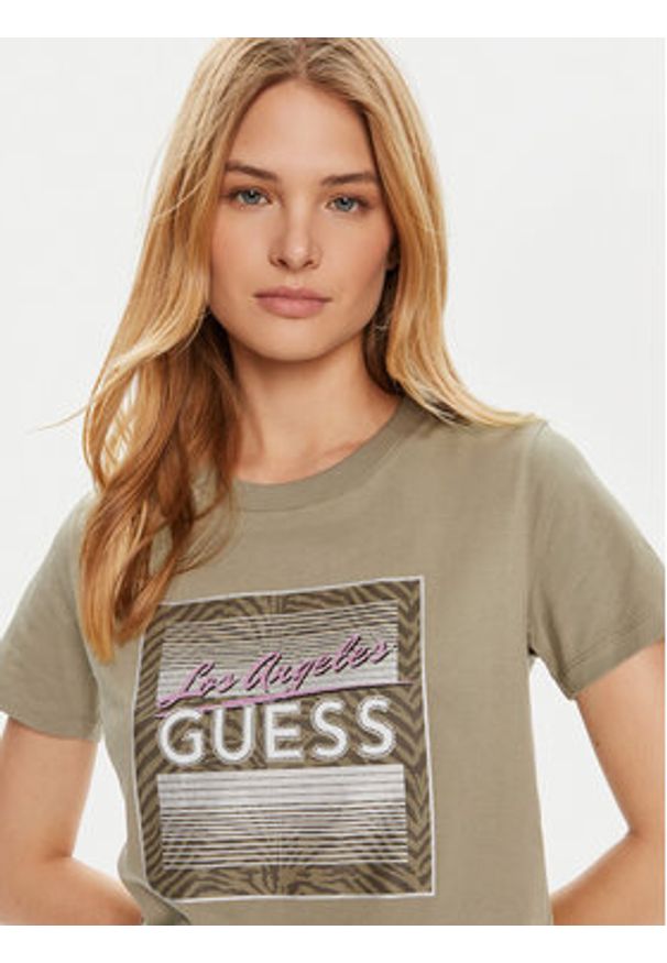 Guess T-Shirt W4YI17 I3Z14 Zielony Regular Fit. Kolor: zielony. Materiał: bawełna