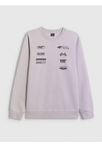 4f - 4F Bluza dresowa regular bez kaptura męska - szara M. Okazja: na co dzień. Typ kołnierza: bez kaptura. Kolor: szary. Materiał: dresówka. Wzór: nadruk. Styl: casual, sportowy, klasyczny #1