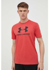 Under Armour t-shirt męski kolor bordowy z nadrukiem 1329590-100. Kolor: czerwony. Wzór: nadruk #5