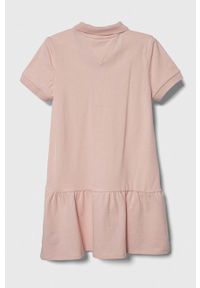 TOMMY HILFIGER - Tommy Hilfiger sukienka dziecięca kolor różowy mini rozkloszowana. Kolor: różowy. Materiał: bawełna. Długość rękawa: krótki rękaw. Typ sukienki: rozkloszowane. Długość: mini #2