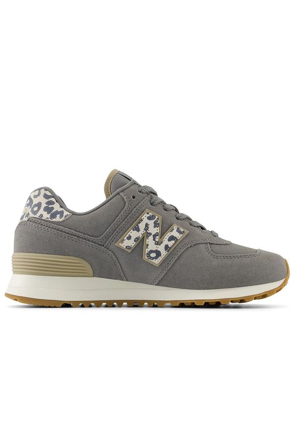 Buty New Balance WL574IJ2 - szare. Kolor: szary. Materiał: guma, skóra, dresówka, bawełna, materiał. Szerokość cholewki: normalna. Model: New Balance 574