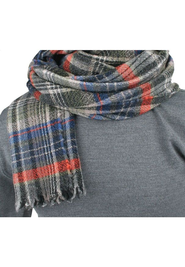 Wełniany Szalik Męski - V. Fraas - Wielokolorowy w Kratkę. Kolor: wielokolorowy. Materiał: wełna. Wzór: kratka. Sezon: zima, lato. Styl: klasyczny, elegancki