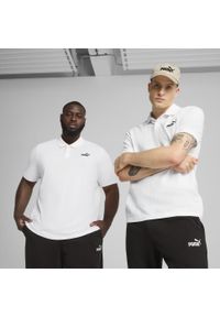 Puma - Męska koszulka polo Essentials z logo No. 1 z piki PUMA White. Typ kołnierza: polo. Kolor: biały. Materiał: prążkowany. Wzór: haft. Sport: fitness