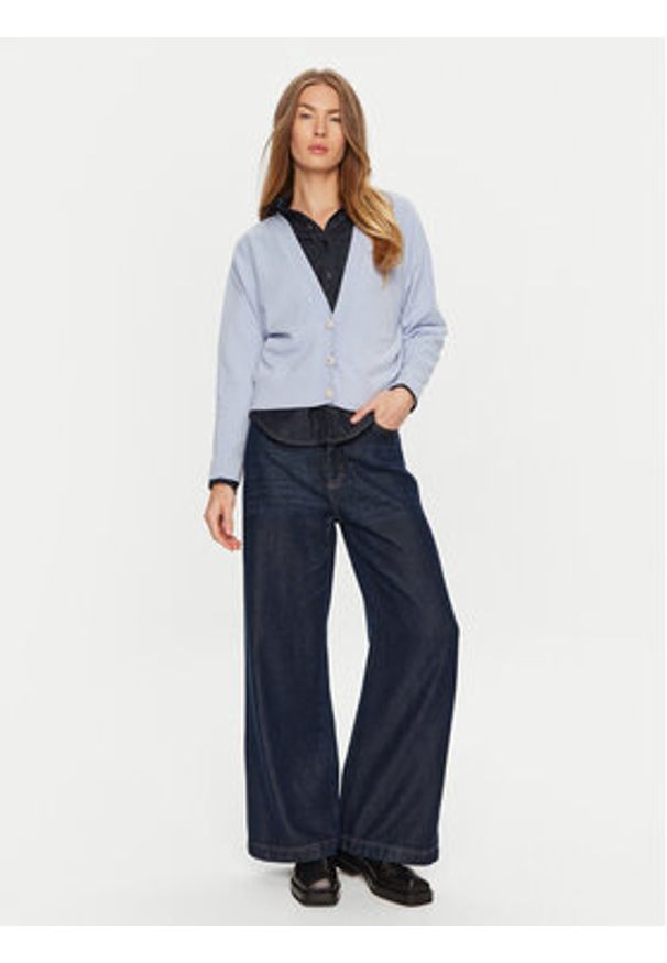 ViCOLO Kardigan 77036S Błękitny Regular Fit. Kolor: niebieski. Materiał: wiskoza