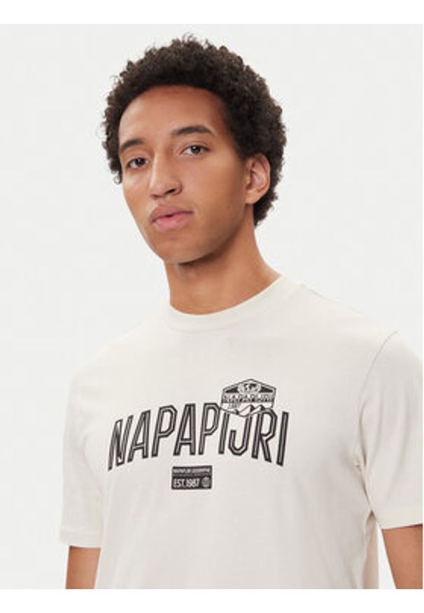 Napapijri T-Shirt S-Funes Ss NP0A88UA Beżowy Regular Fit. Kolor: beżowy. Materiał: bawełna