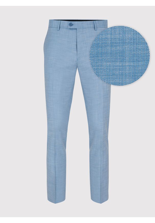 Pako Lorente - PAKO LORENTE – Niebieskie męskie spodnie garniturowe. Kolor: niebieski. Materiał: poliester, wiskoza, elastan