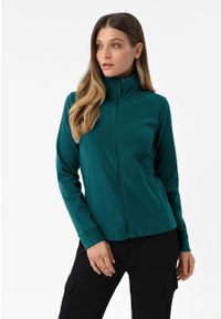 Volcano - Ciemnoturkusowy, dopasowany polar F-MOYA. Typ kołnierza: kołnierzyk stójkowy. Kolor: turkusowy. Materiał: polar. Wzór: gładki #1