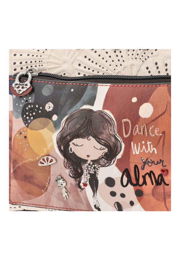 Pomarańczowa Elegancka Damska Torebka Anekke Z Laleczką. Kolor: pomarańczowy. Wzór: aplikacja. Materiał: zdobione. Styl: elegancki