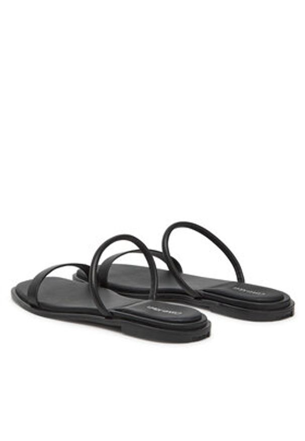 Calvin Klein Klapki Flat Sandal Squared 2-Bar Lth HW0HW02532 Czarny. Kolor: czarny. Materiał: skóra